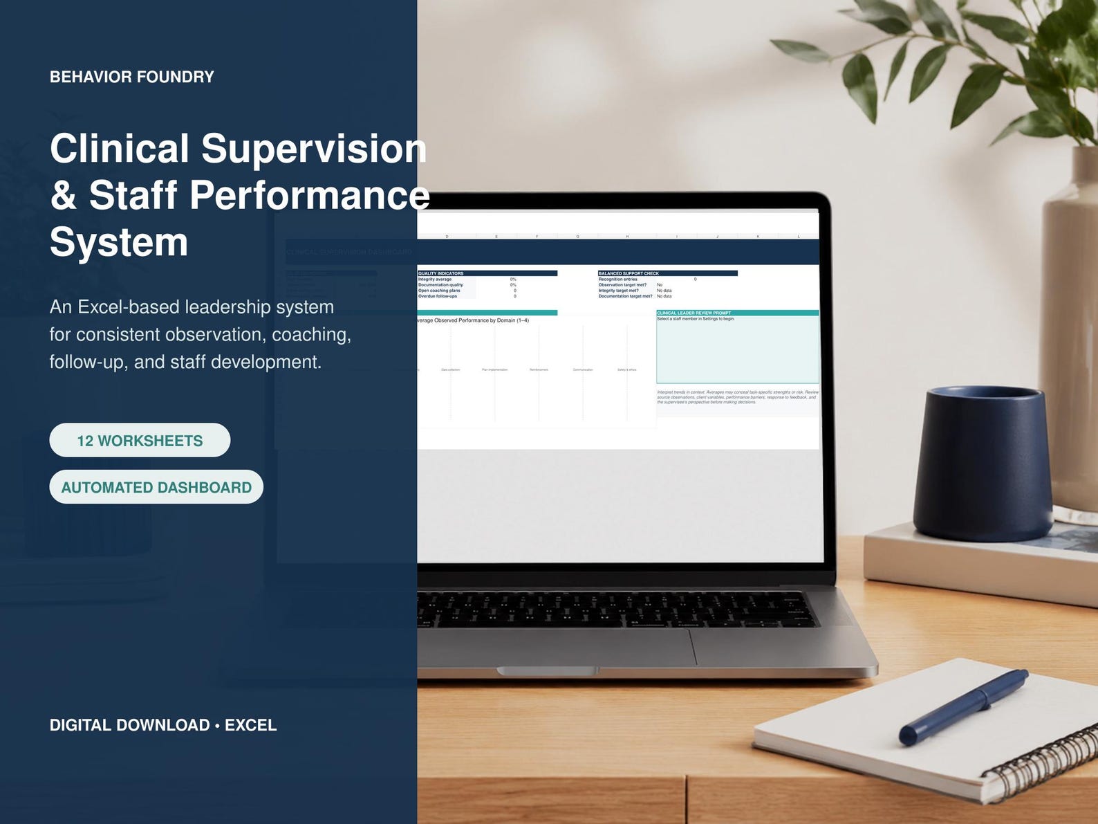 BCBA Clinical Supervision and Staff Performance System Excel workbook preview